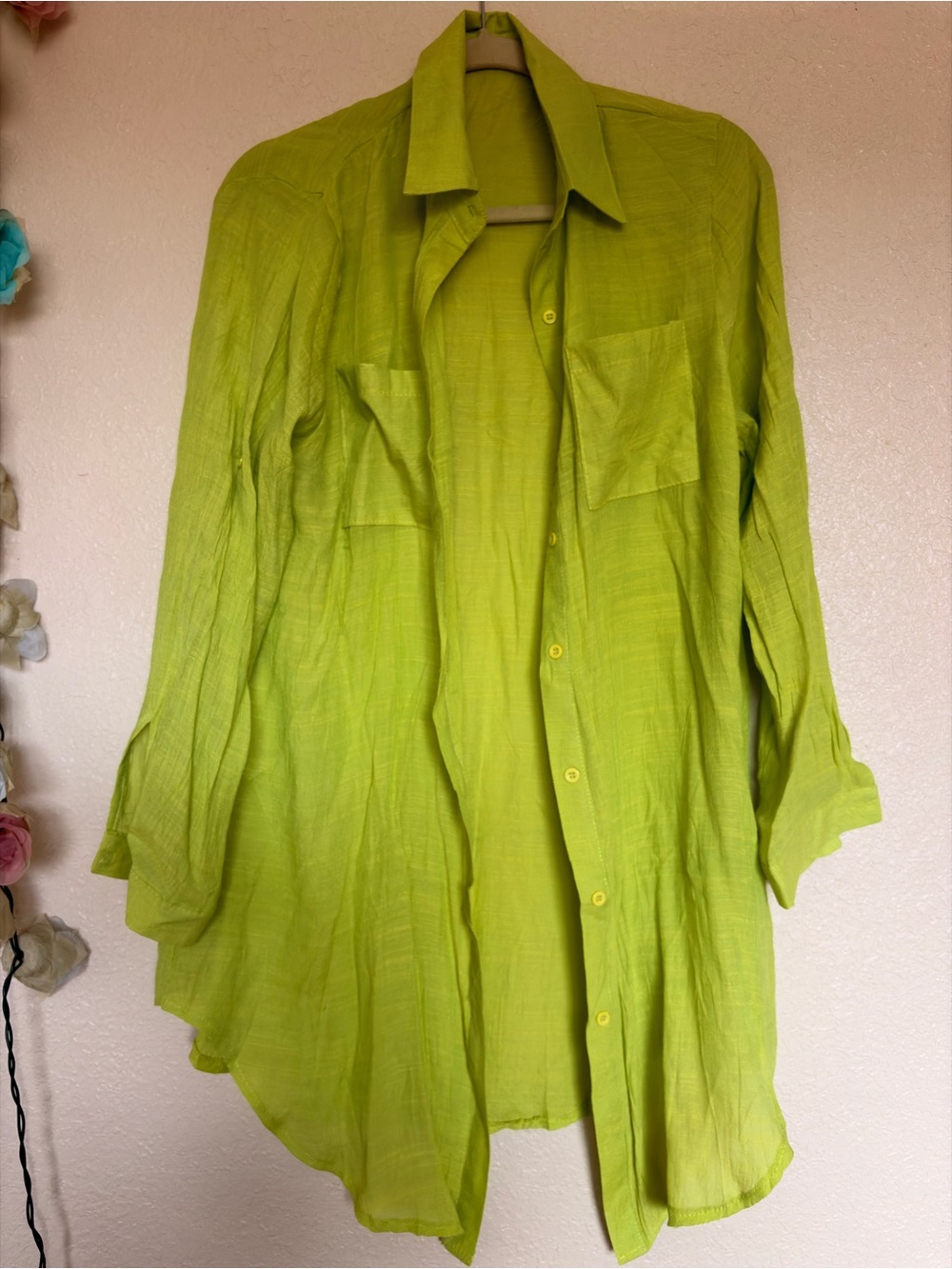 Lightweight Lime Green Beach Blouse + Shorts